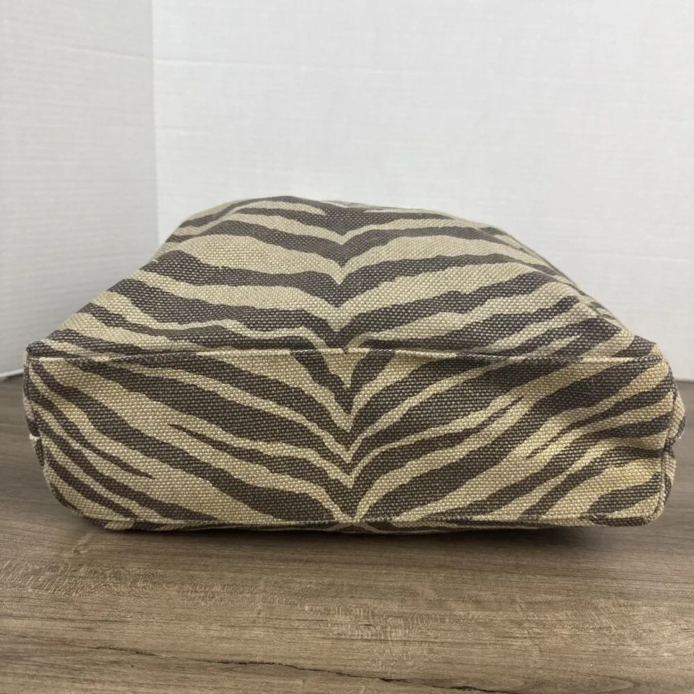 Michael Kors Gold Zebra Print Tote Canvas Bag Purse